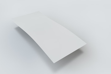 Mock up flyer and cover 210x99 mm. White paper card on white background, for your design and template. Three-dimensional rendering.