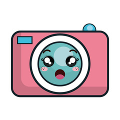 pink kawaii cartoon photographic cute camera. vector illustration