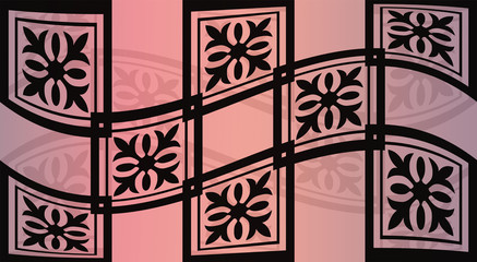 Black repeating tile pattern on a soft pink maroon purple background