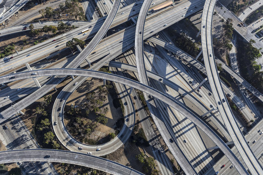 Los Angeles Freeway Interchange Aerial