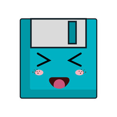 kawaii cartoon diskette with happy face. vector illustration
