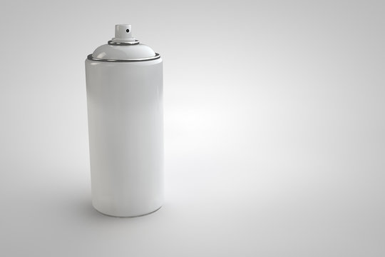 Spray can on light background. 3D render cans.