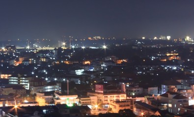 Landscape high view of the city at night.Khonkaen,Thailand,April 2016