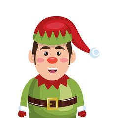 santa helper elf cartoon with red and green hat. christmas symbol. vector illustration