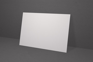 Mock up postcard and cover. White paper card on grey background, for your design and template. Three-dimensional rendering.