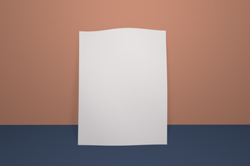 Fototapeta premium Mock up postcard and cover vertical format. The front and back side. White paper card on color background, for your design and template. Three-dimensional rendering.