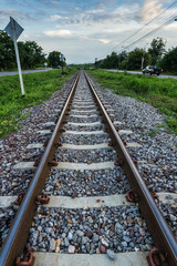 Fototapeta premium ld rails in landscape. Rails in Lamphun , Thailand