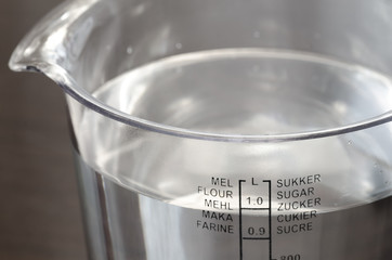 kitchen measuring cup with water