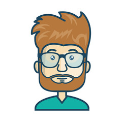 avatar man with beard and glasses. male cartoon person. vector illustration