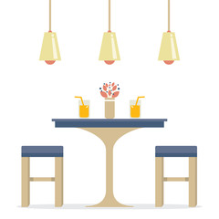 Flat Design Interior Dining Room Vector Illustration