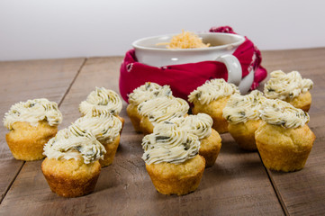 Corn muffins topped with hot pepper cheese