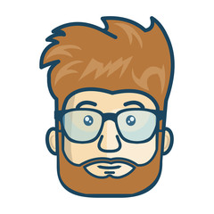avatar man with beard and glasses. male cartoon person. vector illustration