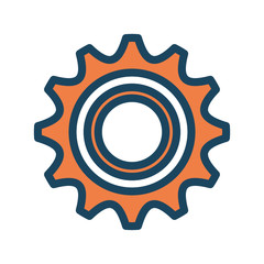 orange gear cog wheel power transmission mechanic. vector illustration