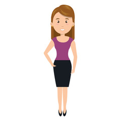 avatar woman cartoon wearing black skirt and purple blouse. vector illustration