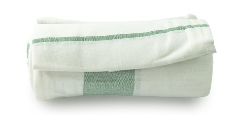 White and Green Kitchen Towel on White Background