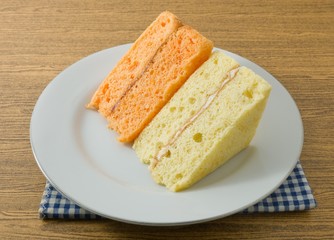 Vanilla and Orange Chiffon Cake on A Dish