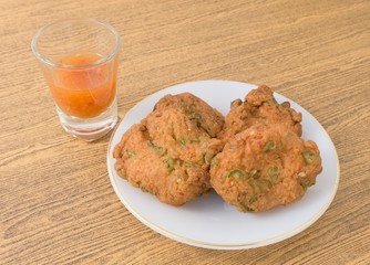 Thai Fish Cakes Served With Spicy Sauce