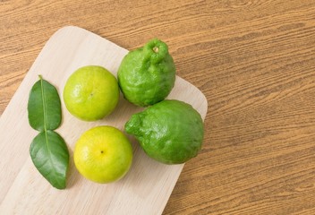 Top View of Kaffir Lime with Lemon Lime