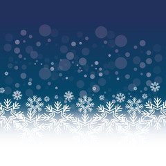 blue background with white snowflakes and blurred lights wallpaper. vector illustration