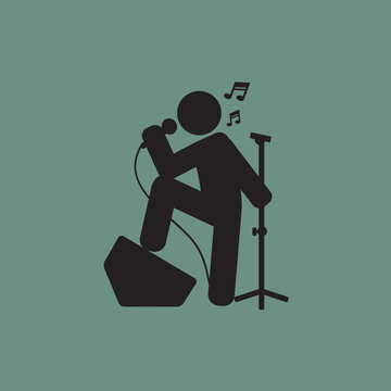 Standing Singer Black Graphic Symbol Vector Illustration