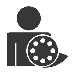 silhouette human with cinema icon vector illustration design