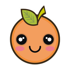 orange fruit food. kawaii cartoon with happy expression face. vector illustration