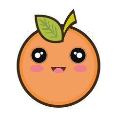 orange fruit food. kawaii cartoon with happy expression face. vector illustration