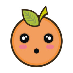 orange fruit food. kawaii cartoon with surprised expression face. vector illustration