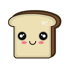 Obraz na płótnie Canvas bread slice. kawaii cartoon with happy expression face. vector illustration
