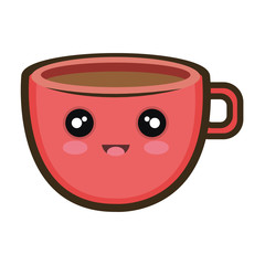 coffee cup. kawaii cartoon with happy expression face. vector illustration