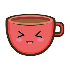 coffee cup. kawaii cartoon with happy expression face. vector illustration