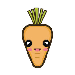 orange carrot vegetable food. kawaii cartoon with happy expression face.