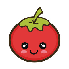 red tomato vegetable food. kawaii cartoon with happy expression face.