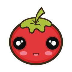 red tomato vegetable food. kawaii cartoon with happy expression face.