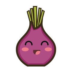 purple beetroot vegetable food. kawaii cartoon with happy expression face.