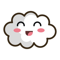 white cloud. kawaii cartoon with happy expression face. vector illustration