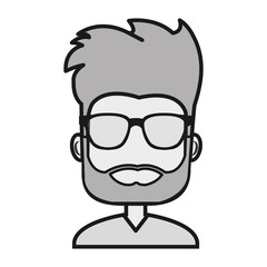 avatar face man silhouette male person wearing glasses. vector illustration