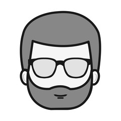 avatar face man silhouette male person wearing glasses. vector illustration