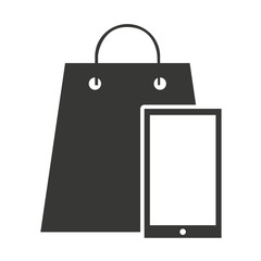 shopping bag with commercial isolated icon vector illustration design