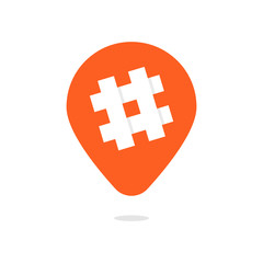 orange pin with hashtag icon