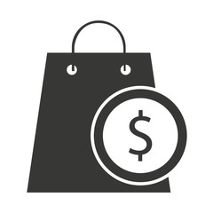 shopping bag with commercial isolated icon vector illustration design