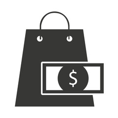 shopping bag with commercial isolated icon vector illustration design