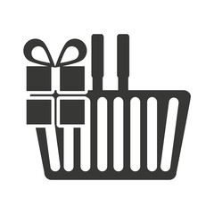 shopping basket with commercial isolated icon vector illustration design