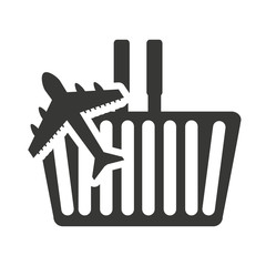 shopping basket with commercial isolated icon vector illustration design