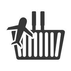 shopping basket with commercial isolated icon vector illustration design