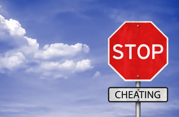 stop cheating road sign as 3D Ilustration