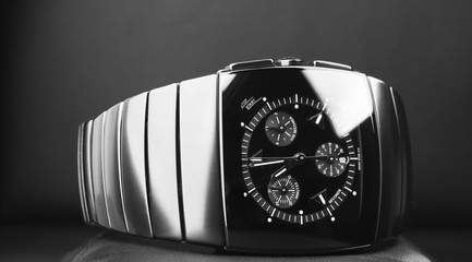 Black luxury mens chronograph watch
