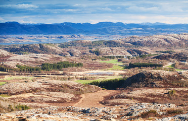 Norway in spring season. Mountain landscape