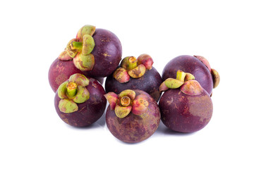 Mangosteen fruit on white background