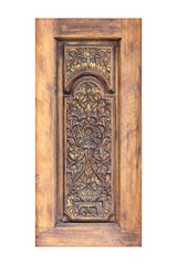 Pattern of flower carved on wood for decoration isolated on whit